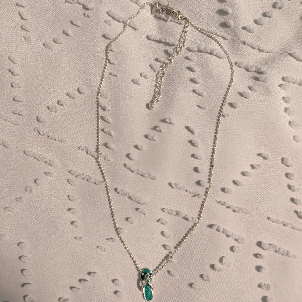 Silver and Green Flip Flop Pendant Necklace